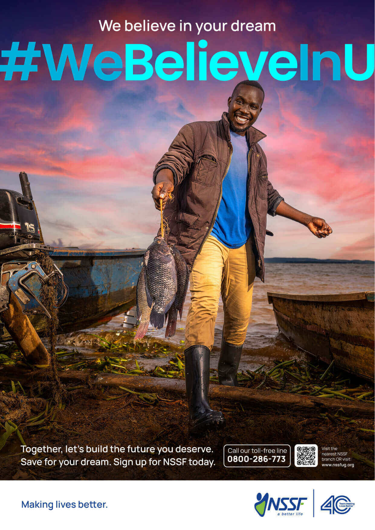 NSSF We Believe In U advert featuring a fisherman with his catch.