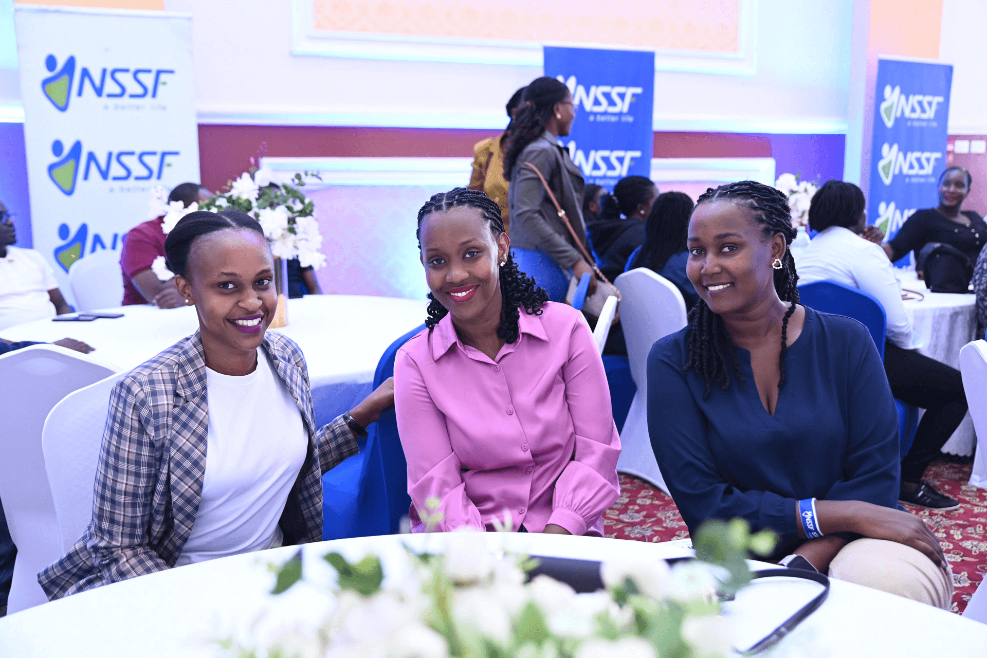 Three women seated together at an NSSF event