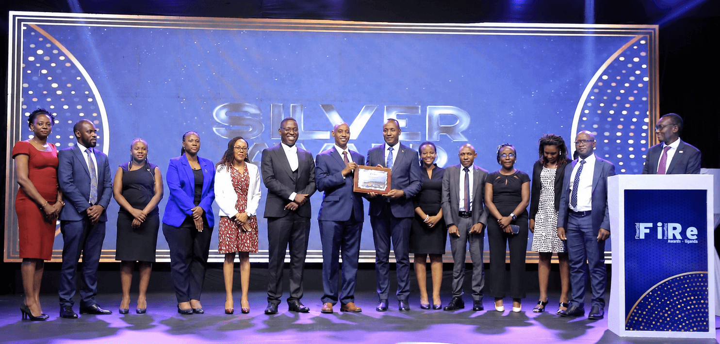 NSSF staff receiving the Governance Reporting Award at the 2025 FiRe Awards in Kampala