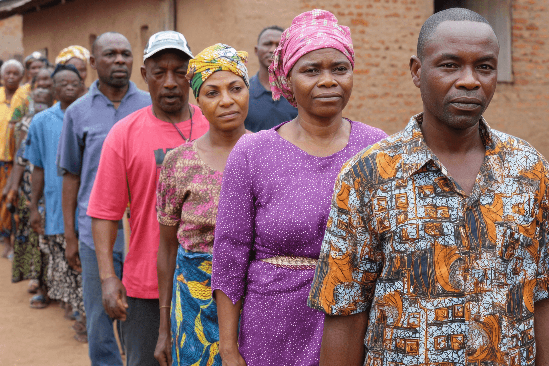 Members of a Ugandan community standing together