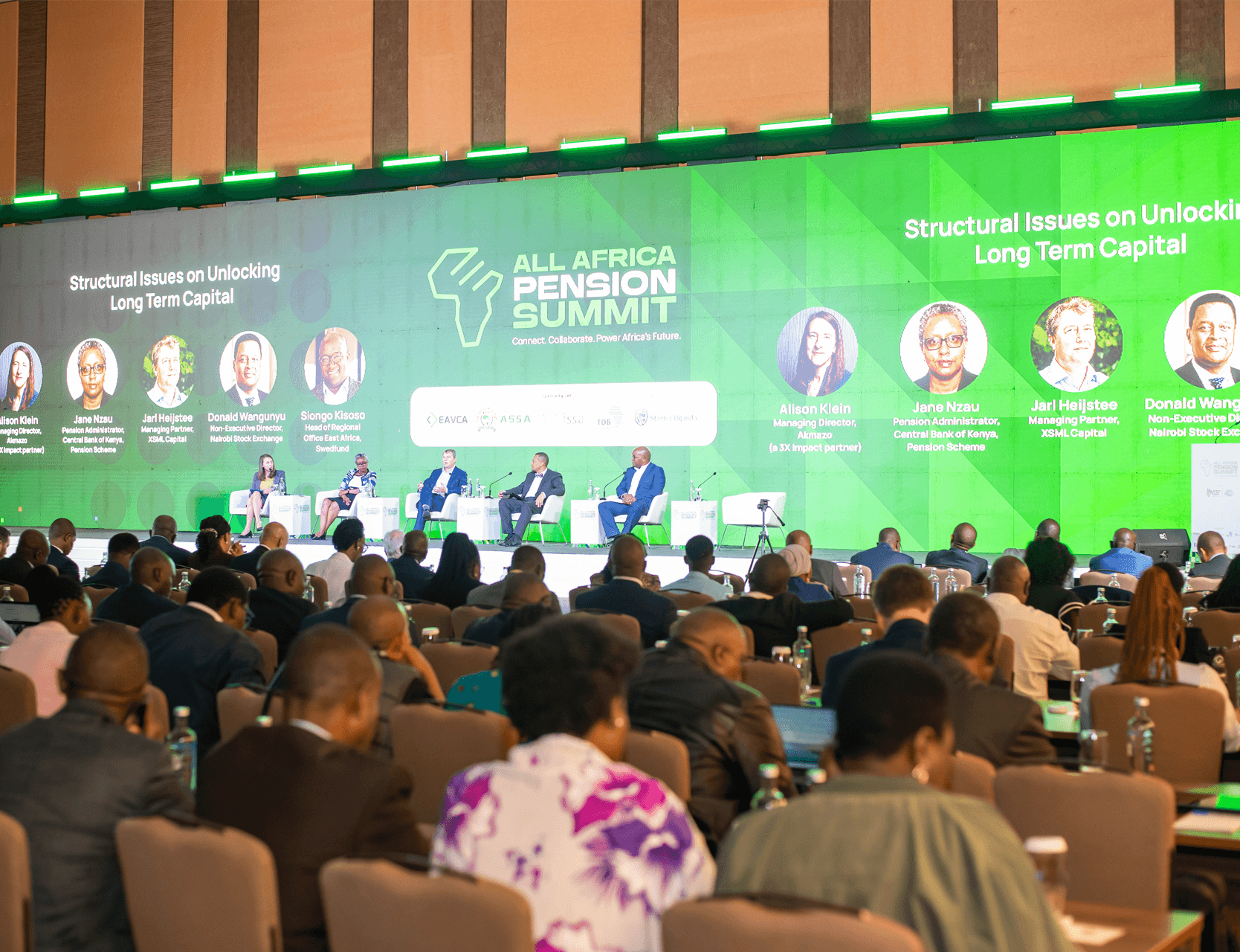 A panel session discussing long-term capital at the All-Africa Pension Summit in November 2025 in Kampala