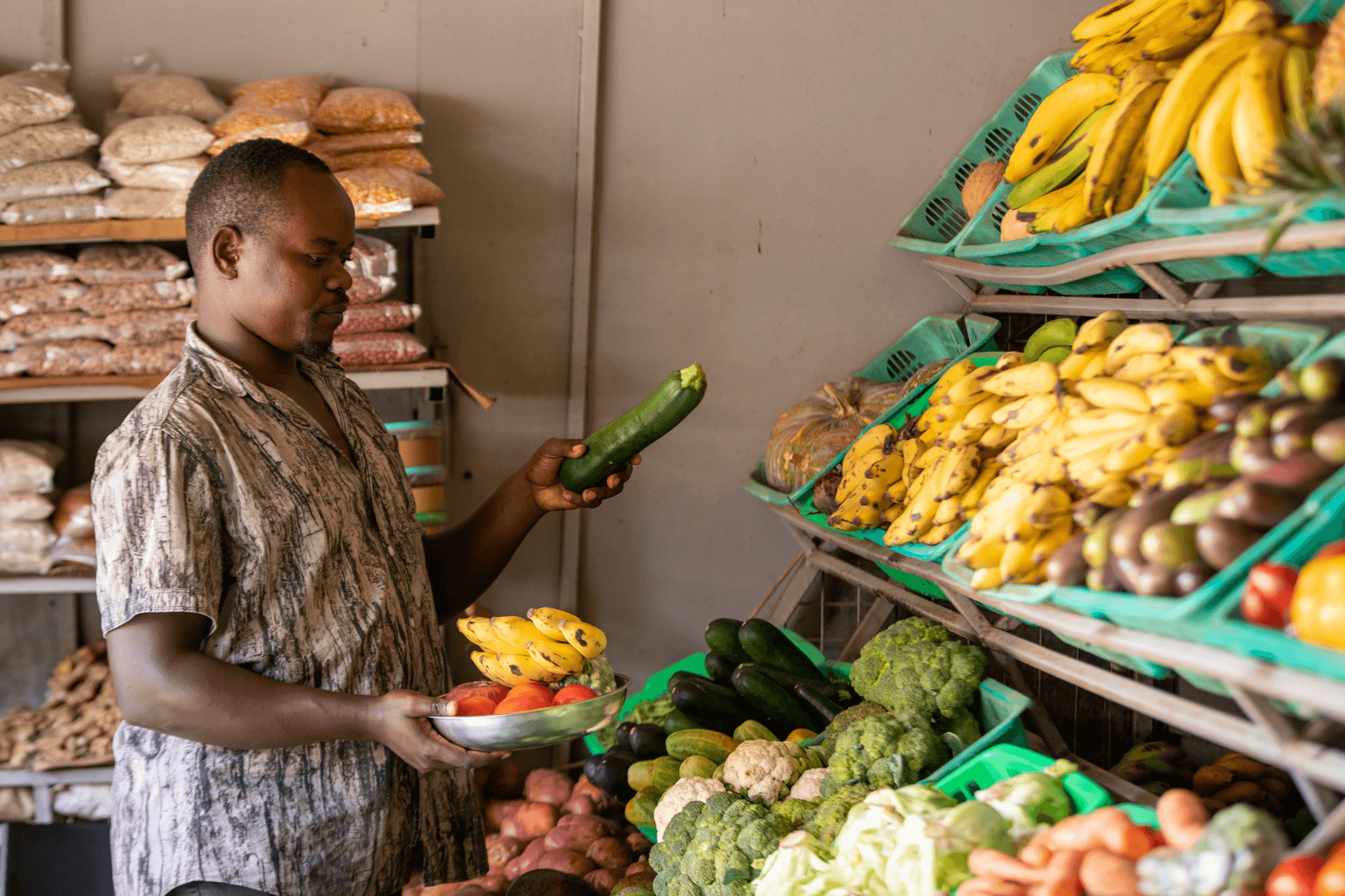 Trader at a fresh produce market