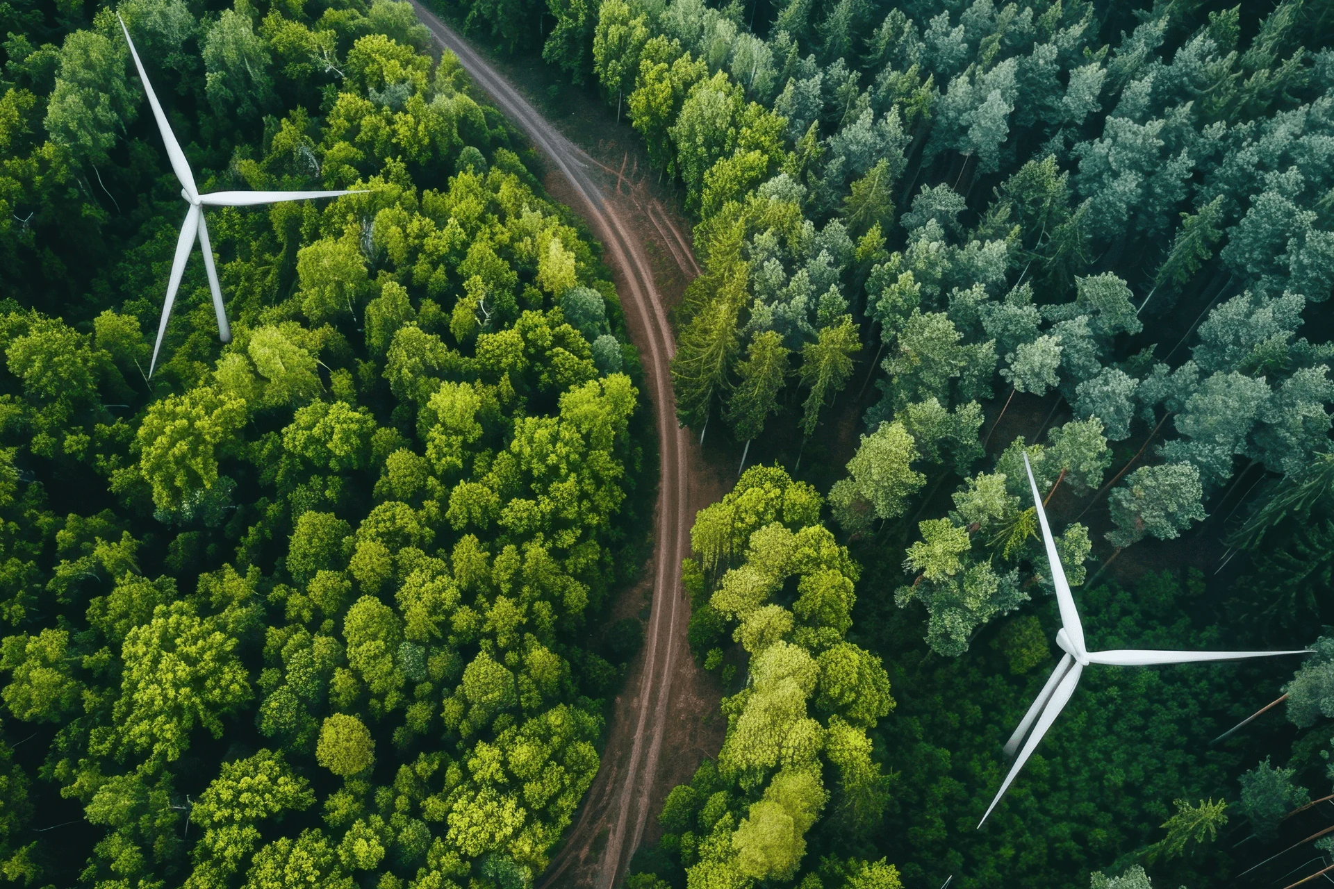Forest and wind turbines